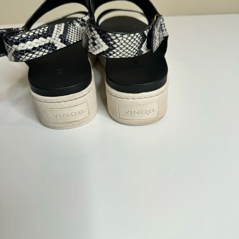 Vince Westport Wide Leather Snake Embossed Strap Platform Sanda eu 39